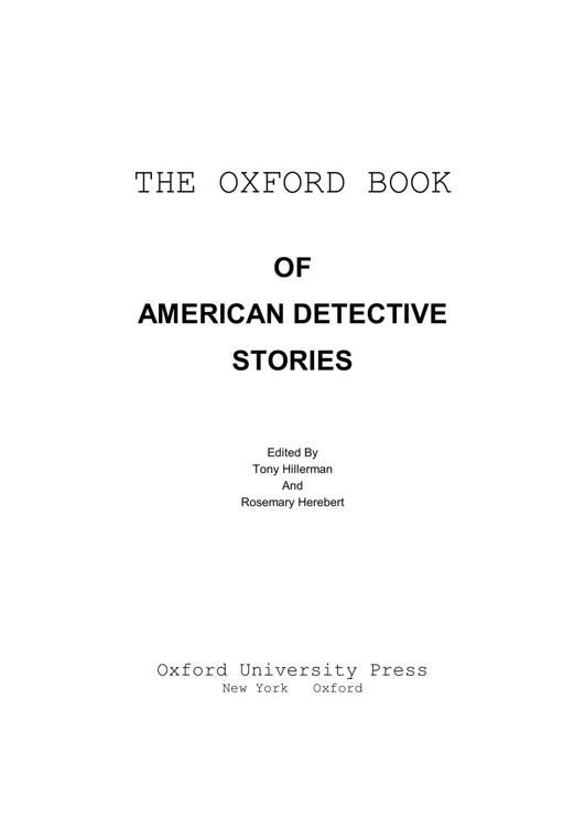 The Oxford Book of American Det